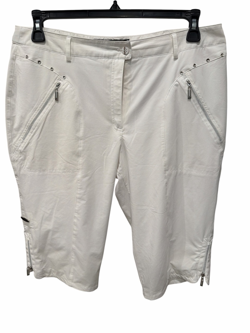 Sporty luxe 🤍 Jamie Sadock White Golf Capris Stretch Zip Detail Size 12 - Picture 2 of 6